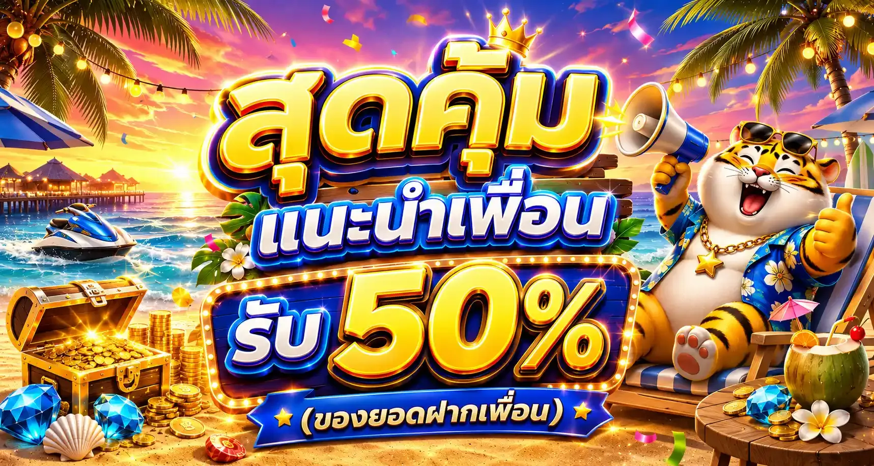 สุดคุ้ม แนะนำเพื้อน รับ 50% ของยอดฝากเพื่อน